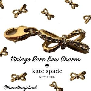 KATE SPADE 12 KT Gold Plated Vintage Charm (no Bracelet) Gold Crystal Bow Charm